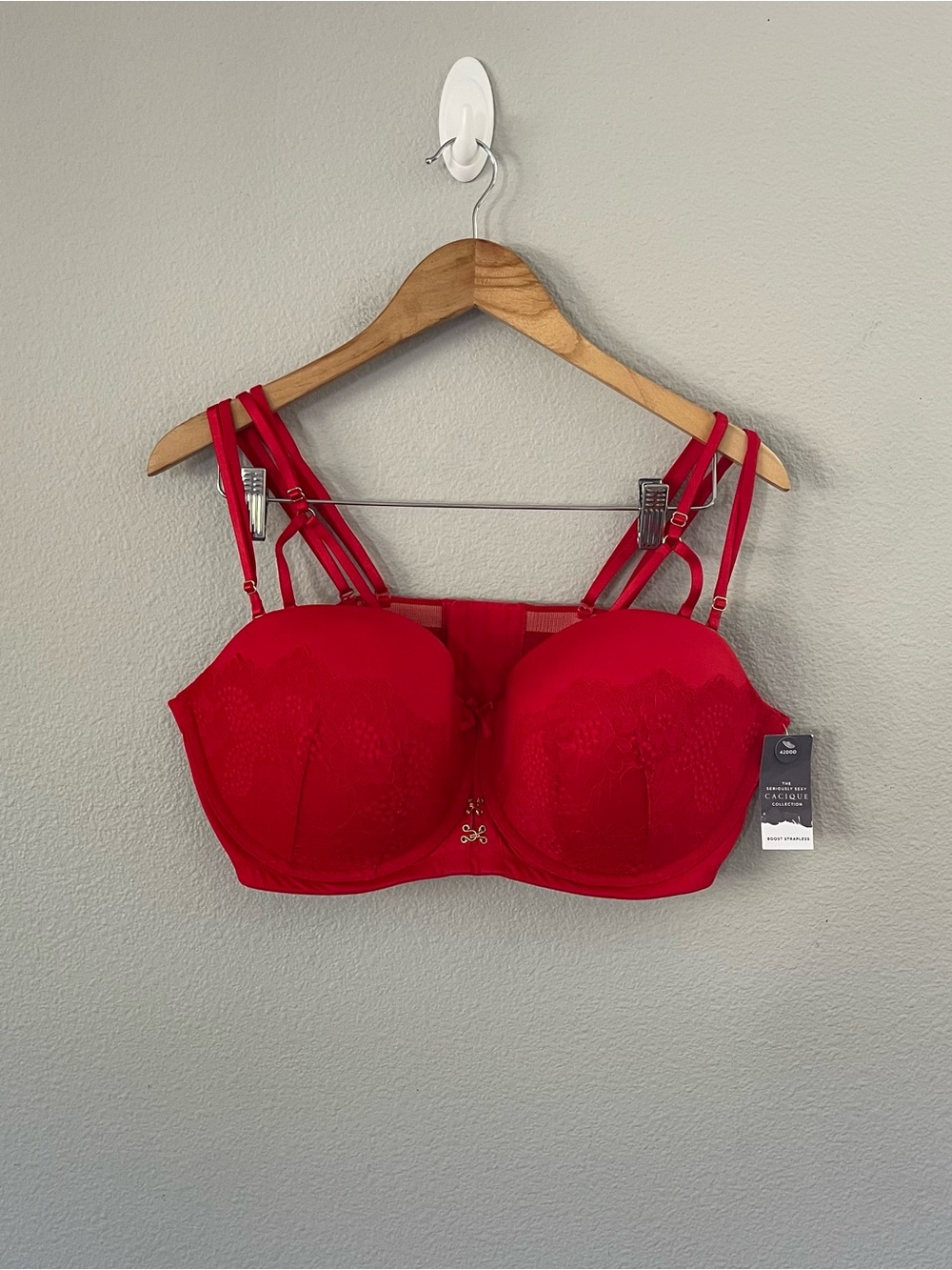 Cacique Women BOOST BRA 42DDD Red Lace Strappy Multiway Red